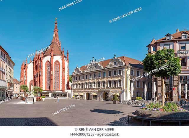 The Falkenhaus and the Marienkapelle at the Oberer markt, Würzburg, Deutschland