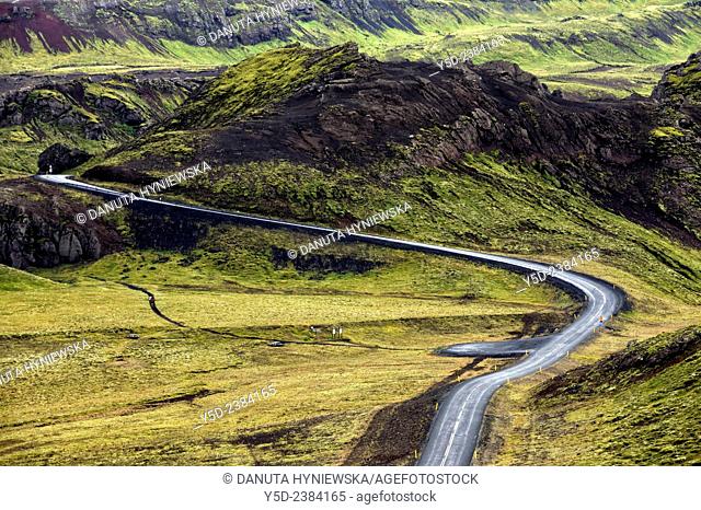 inland of Iceland, road number 435 to Nesjavellir - Geothermal station, near Thingvellir , Iceland