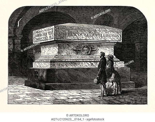 TOMB OF THE LATE DUKE OF WELLINGTON, IN THE CRYPT OF ST. PAUL'S CATHEDRAL, LONDON, 1854