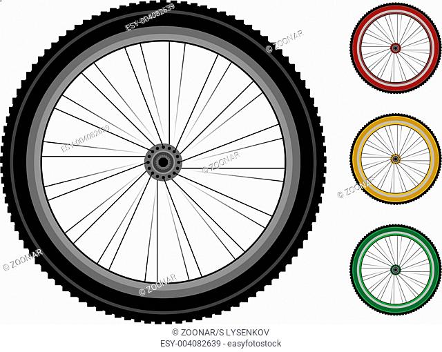 Bicycle wheels. set of the detailed wheels