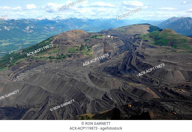 aerial, Teck Coal mine, Sparwood, BC