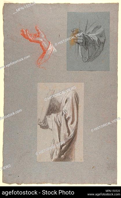 a. Hand of Saint Remi; b. Hand of Saint Remi; c. Drapery Study for Acolyte Holding Book (middle register); (studies for wall paintings in the Chapel of Saint...