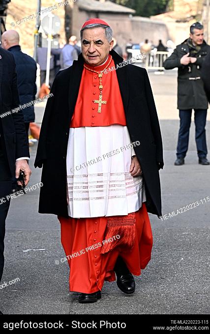 Giovanni Angelo Becciu arrival in the Santa Sabina church in Rome for the Ash Wednesday mass, opening Lent, the forty-day period of abstinence and deprivation...