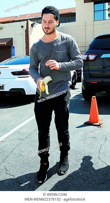 Celebrities outside the 'Dancing With The Stars' rehearsal studios Featuring: Val Chmerkovskiy Where: Los Angeles, California
