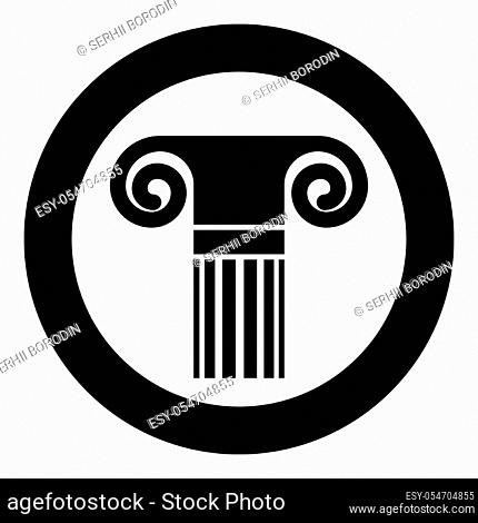 Column ancient style Antique classical column architecture element Pillar Greek roman column icon in circle round black color vector illustration flat style...