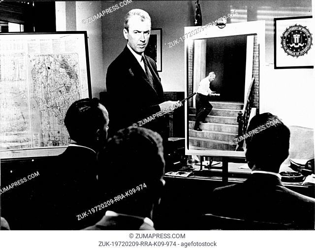 Feb. 25, 1960 - Munich, Germany - Actor JAMES STEWART acting as a lead FBI investigator in a scene from the film, 'Secret Agent of the FBI
