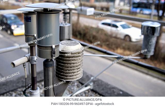 Various measuring devices are installed on the roof of an air monitoring station at the Landshuter Allee in Munich, Germany, 06 Febuary 2018