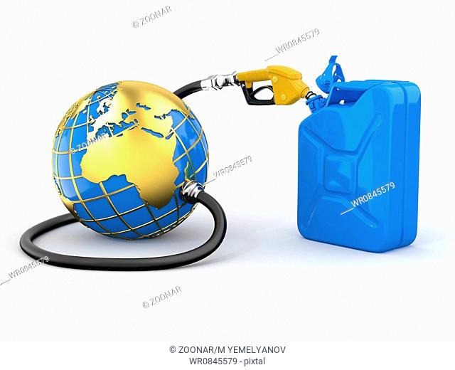 Earth, gas pump nozzle and canister