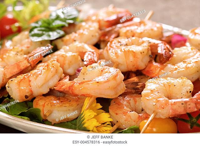 grlled shrimp on a skewer
