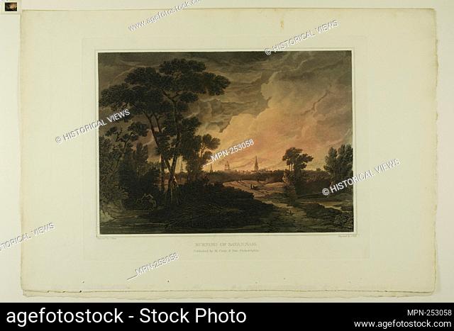 Burning of Savannah, plate four of the second number of Picturesque Views of American Scenery - 1819/21 - John Hill (American