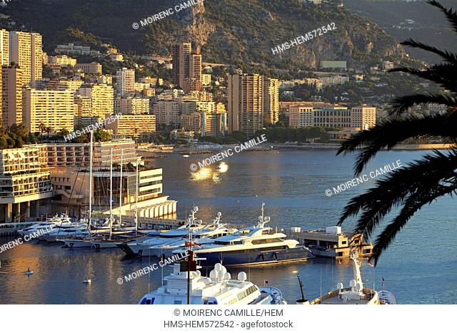 Principality of Monaco, Monaco, La Condamine district, Port Hercule in the background area Larvotto
