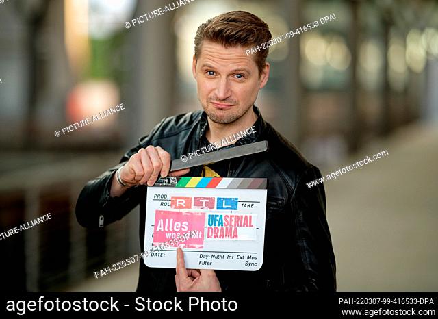 02 March 2022, North Rhine-Westphalia, Cologne: ""Alles was zählt"" actor Bastian Semm stands on the grounds of MMC Studios