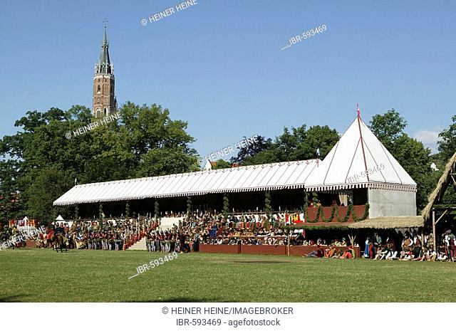 Spectators' stands, Landshut Wedding historical pageant, Landshut, Lower Bavaria, Bavaria, Germany, Europe