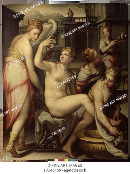 Bathsheba bathing. Naldini, Giovanni Battista (1537-1591). Oil on canvas. Mannerism. 1570s. State Hermitage, St. Petersburg. 182x150. Painting