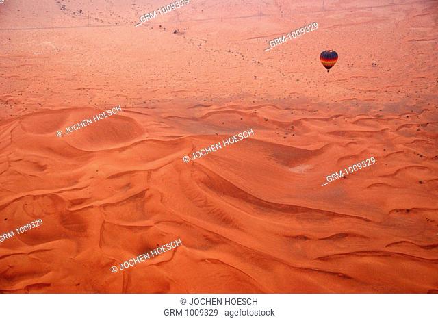 Hot Air Balloon flying over the desert in Dubai, UAE
