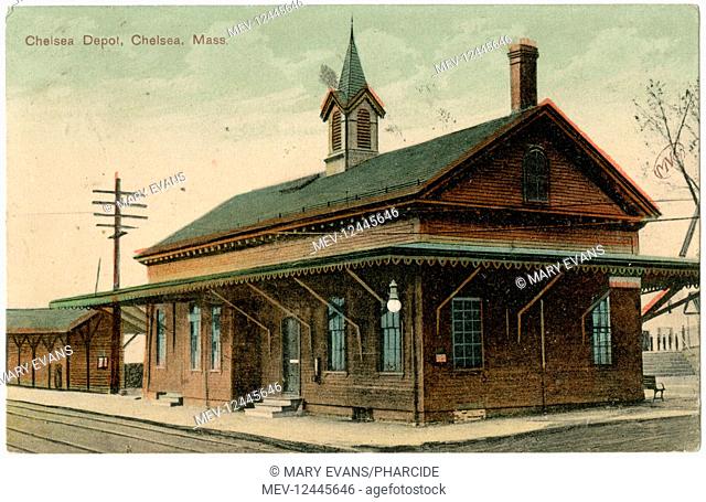 Railway Depot, Chelsea, Suffolk County, Mass, USA