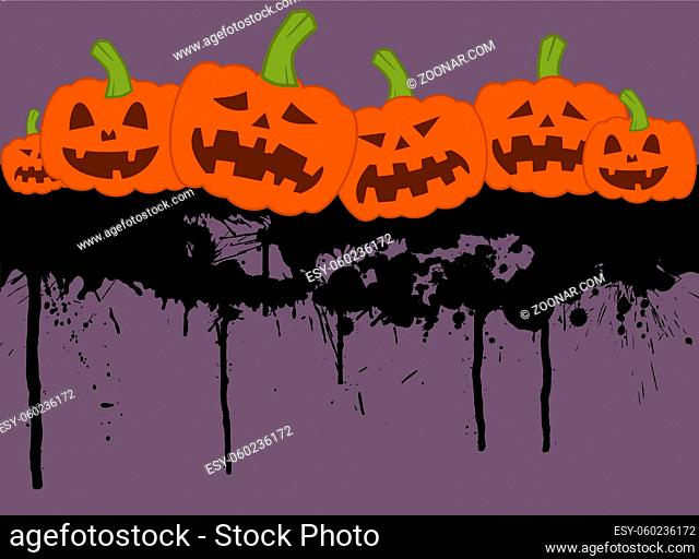 Halloween concept with group of pumpkin on a bloody background, vector illustration