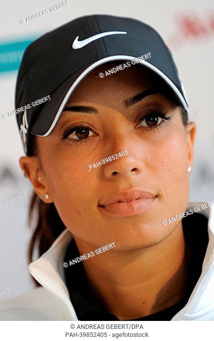 American golf player Cheyenne Woods, niece of golf pro Tiger Woods, takes part in a press conference at the Gut Haeusern golf course near Markt Indersdorf