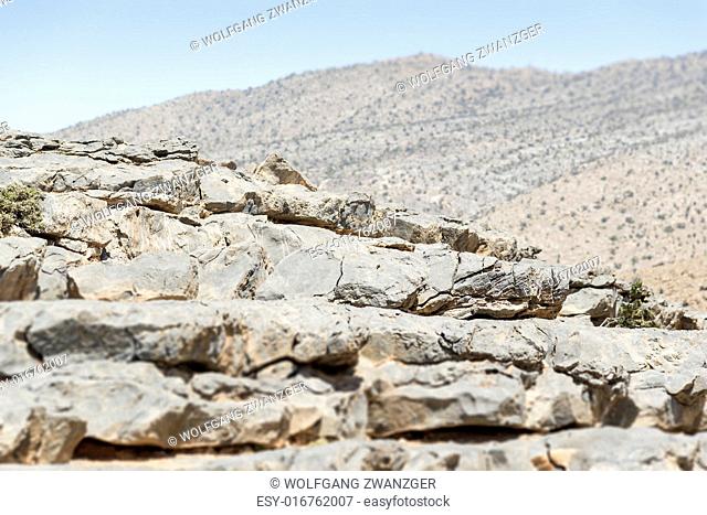 Image of rocks on mountain Jebel Shams in Oman