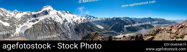 Mount Sefton , Mount Cook and Hooker valley from Mueller Hut Route, Aoraki National Park, South Island of New Zealand
