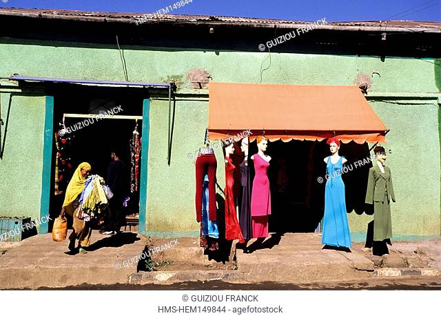 Ethiopia, Gondar, shop of clothes