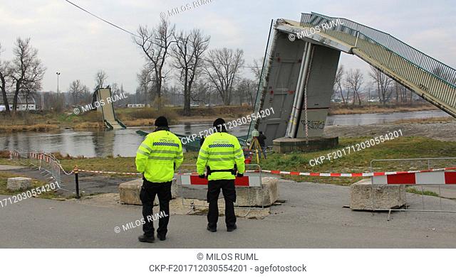 Four people were injured, two severely, in a footbridge's crash in Prague, Czech Republic, on December 2, 2017, when a part of it fell in the Vltava River...