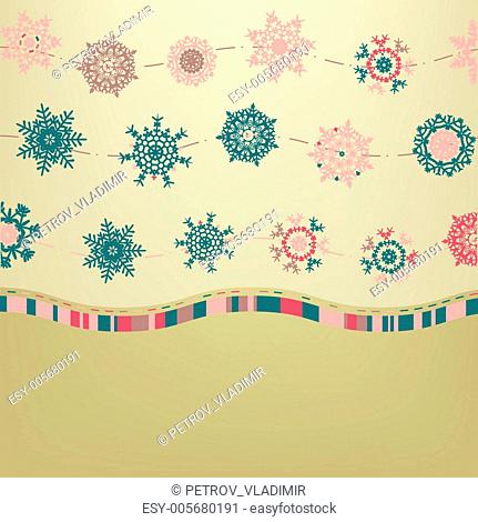 Retro Card Template with Snowflakes. EPS 8