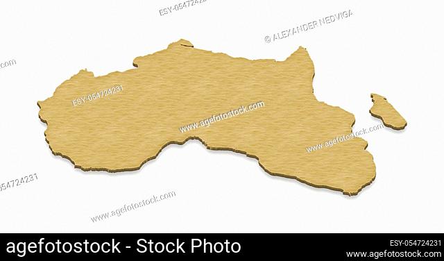 Illustration of a sand ground map of Africa on isolated background. Right 3D isometric projection