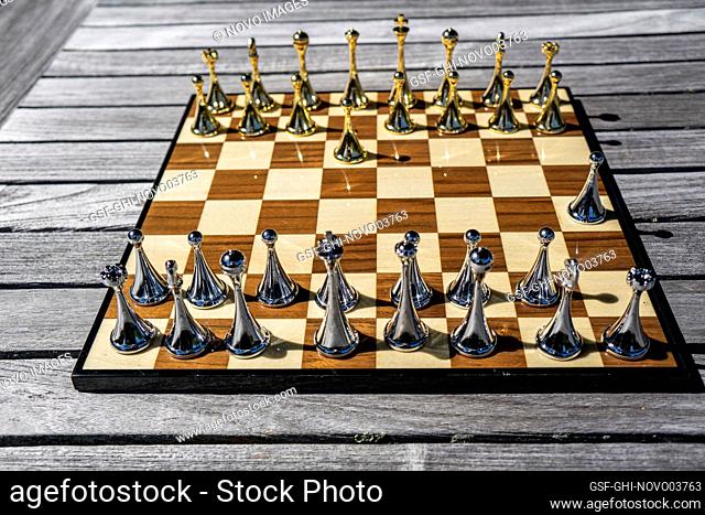 Chess Set in Outdoor Setting
