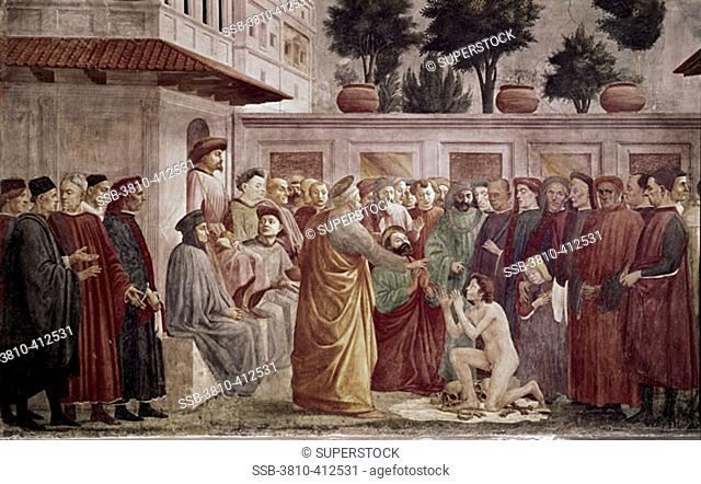 St. Peter Resurrects The Child Of Theophilus (From The Life Of St. Peter Cycle)<br />1425-28<br />Masaccio (1401-1428 Italian)<br />Fresco<br />Cappella...