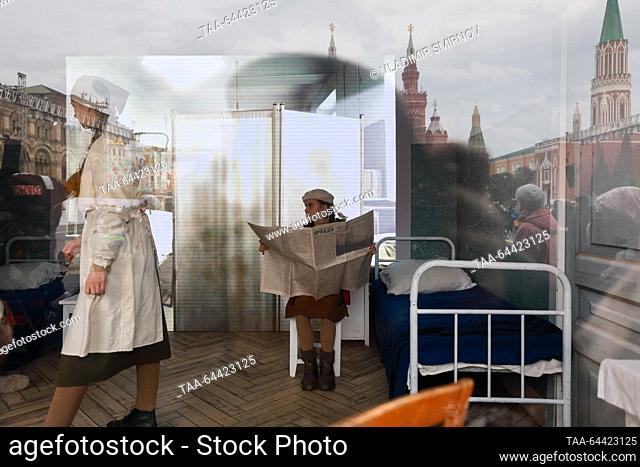 RUSSIA, MOSCOW - NOVEMBER 5, 2023: An open-air museum in Red Square; the museum opened to mark the 82th anniversary of the historical 7 November 1941 Red Square...