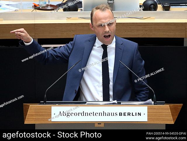14 May 2020, Berlin: Sebastian Czaja, parliamentary party leader of the Berlin FDP, speaks during the plenary session in the Chamber of Deputies in a topical...