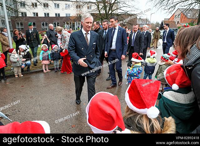 King Philippe - Filip of Belgium leaves after a royal visit to the Francoise Schervier rest and care home in Chaudfontaine, Thursday 21 December 2023