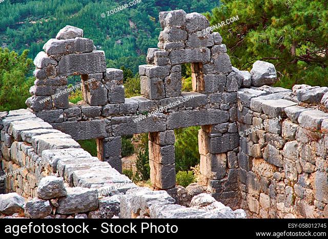 Ancient Lycian City of Arykanda. Largest bath complex in Lycian, on the lowest terrace Antalya-Turkey. unique Lycian city
