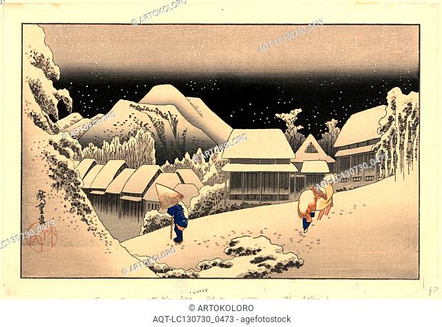 Kanbara, Ando, Hiroshige, 1797-1858, artist, [between 1833 and 1836, printed later], 1 print : woodcut, color ; 25.6 x 37.9 cm