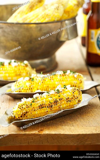 Latin Style Corn on the Cob with Goat Cheese and Cilantro