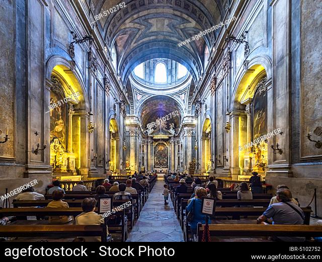 Interior view, Basilica da Estrela, Lisbon, Portugal, Europe
