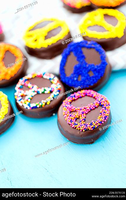 Gourmet Chocolate covered Oreos with colorful sprinkles on top