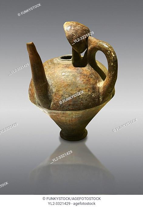 Terra cotta side spouted pitcher with lid - 1700 BC to 1500 BC - Kültepe Kanesh - Museum of Anatolian Civilisations, Ankara, Turkey