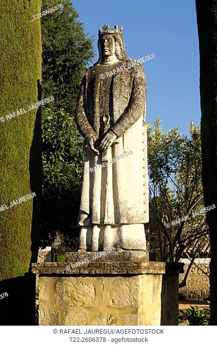 Cordoba (Spain). Sculpture in the gardens of the Alcázar de los Reyes Cristianos in Cordoba