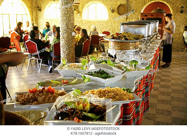 The buffet at Mount Moses Restaurant Siyagha next to Mount Nebo, Jordan
