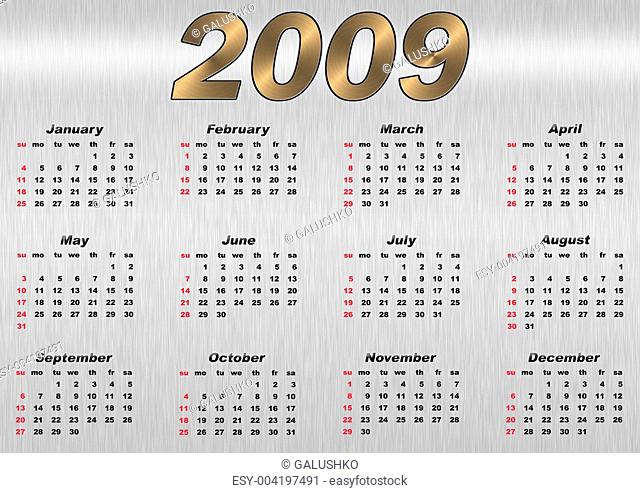 Calendar 2009 metal texture