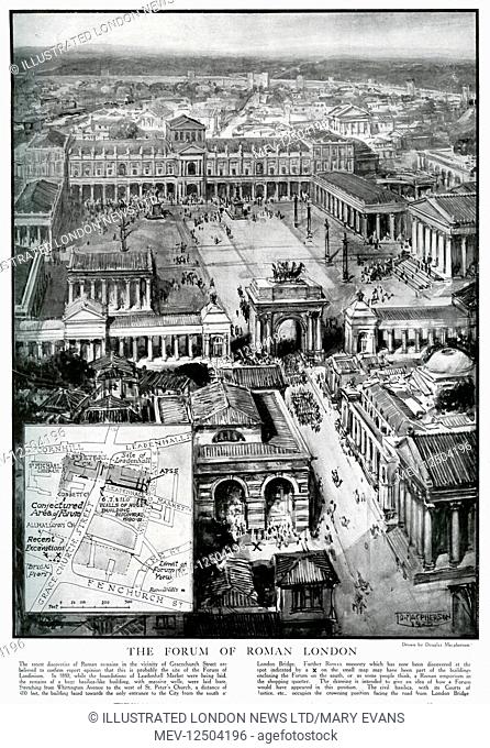 Artist's impression of the Forum of Roman London, located in what is now the City of London
