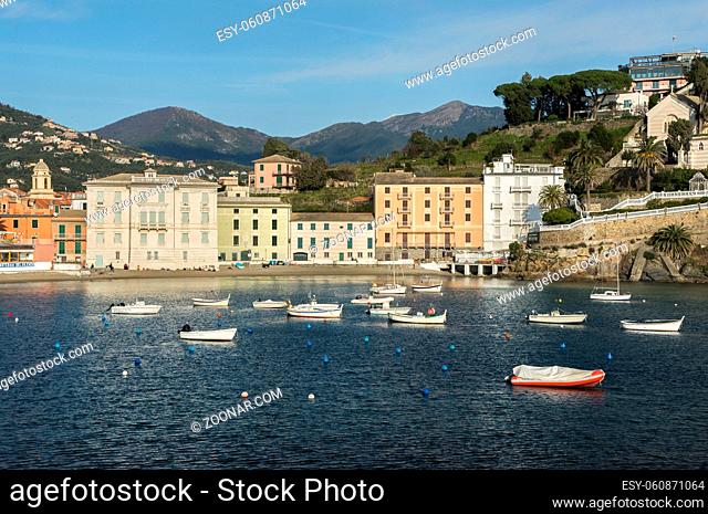 Wonderful view of the Baia del Silenzio in the typical village of Sestri Levante, Liguria