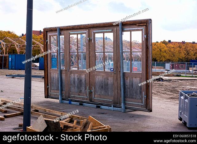 Loose Door Alone Architecture Construction Object Four Pane Glass Entrance Site Interesting