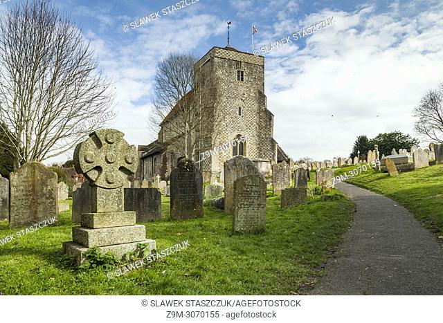 Early spring at St Andrew's church in Steyning, West Sussex, England
