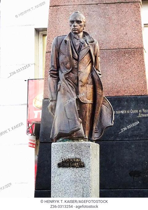 Monument to ukrainian Stepan Bandera in Truskawiec, Ukraine