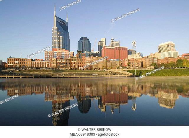usa, Tennessee, Nashville, skyline, Cumberland river, panorama