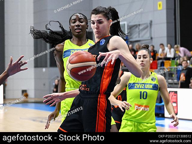 L-R Ezi Magbegor (Praha) and Dragana Stankovic (Polkowice) in action during the Women's Basketball European League, Group B, 9th round