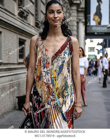 MILAN, Italy- September 22 2018: Caroline Issa on the street during the Milan Fashion Week